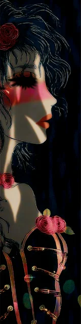 Free dark romance bookmark featuring a woman partially in shadow